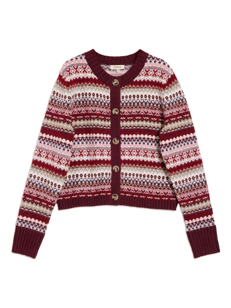 Fair Isle Cropped Cardi Burgundy - Bild 4 von 4