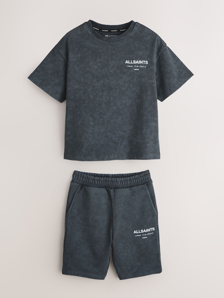 Washed Charcoal Grey - smALLSAINTS Underground T-Shirt and Sweat Shorts Set - Imagen 1 de 6