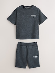 smALLSAINTS Washed Charcoal Grey Underground T-Shirt and Sweat Shorts Set - Image 11 of 16