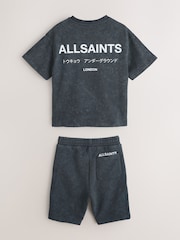 Washed Charcoal Grey - smALLSAINTS Underground T-Shirt and Sweat Shorts Set - Imagen 2 de 6
