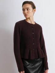Albaray Red Mohair Peplum Cardigan - Image 1 of 5