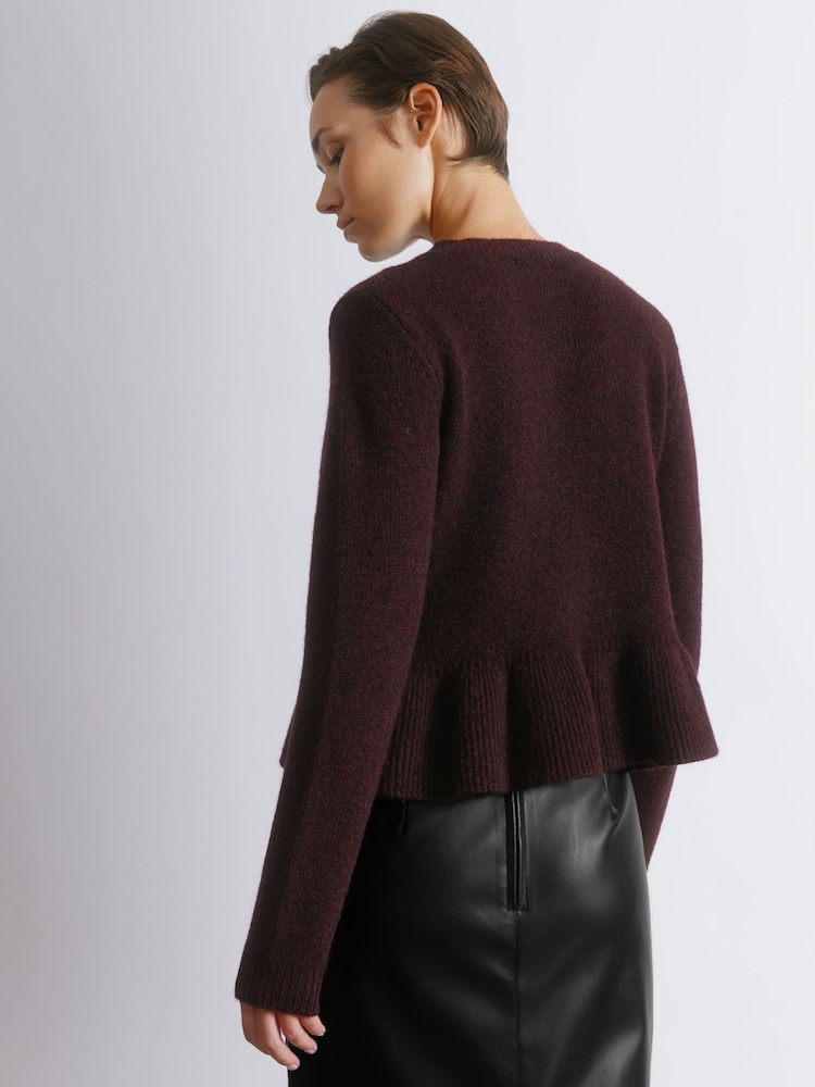 Albaray Red Mohair Peplum Cardigan - Image 2 of 5
