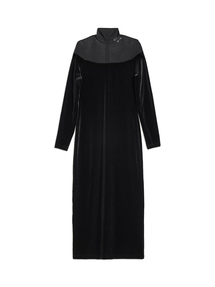 Albaray Mesh & Velvet Fitted Midi Black Dress - Slika 6 iz 6 Albaray Mesh & Velvet Fitted Midi Black Dress - Slika 6 iz 6