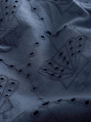 Navy Shell Broderie Crop Wide Leg Trousers - Image 8 of 9