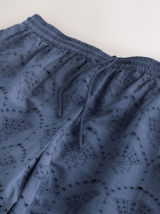 Navy Shell Broderie Crop Wide Leg Trousers - Image 9 of 9