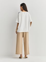 Weekend MaxMara White Pampas Stretch Cotton Jersey T-Shirt - Image 4 of 10