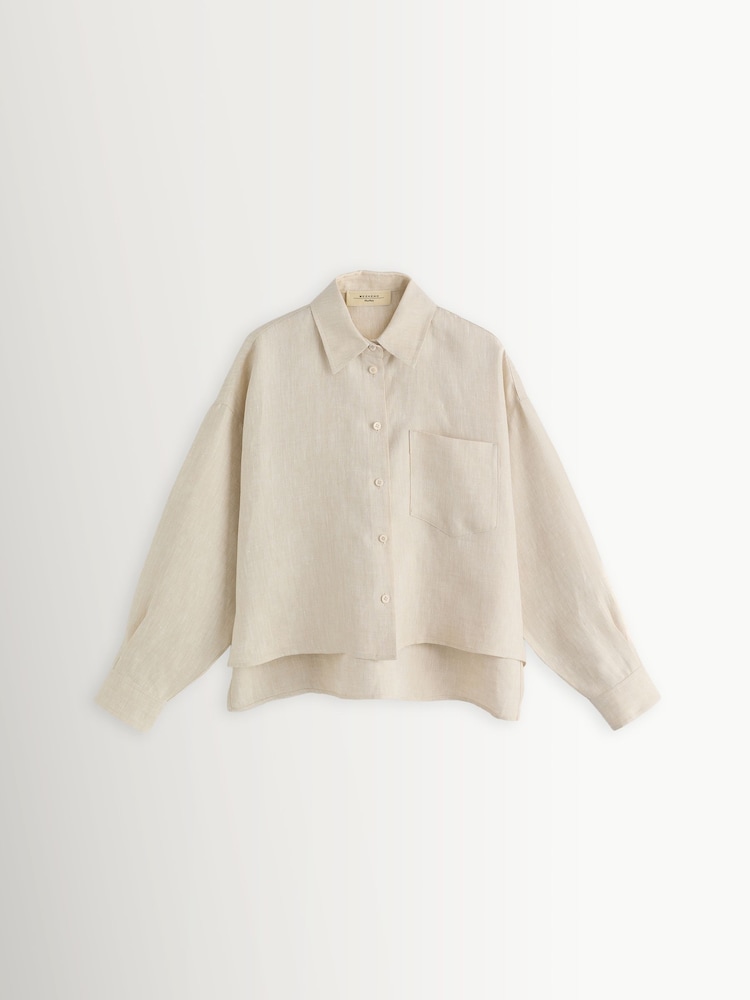 Weekend MaxMara Natural Capo Linen Straight Fit Shirt - Image 6 of 6
