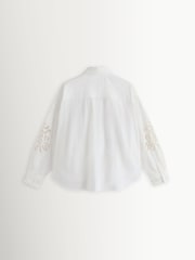 Weekend MaxMara White Fonte Floral Embroidered Cropped Shirt - Image 2 of 5