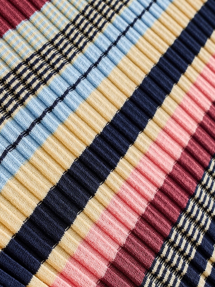 Weekend MaxMara Red Guglia Ballerina Neckline Woven Striped Top - Image 4 of 4