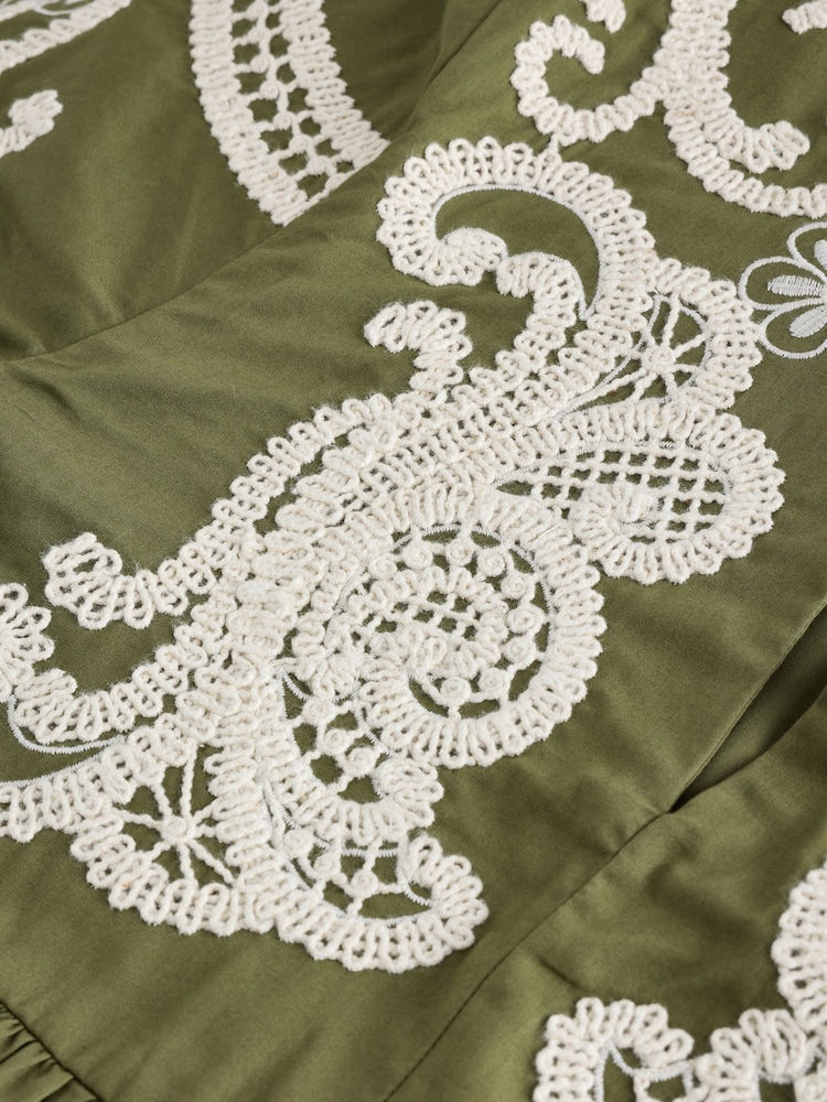 Weekend MaxMara Green Tilde Embroidered Loose Fit Midi Dress - Image 10 of 10 Weekend MaxMara Green Tilde Embroidered Loose Fit Midi Dress - Image 10 of 10