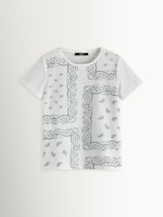 Weekend MaxMara White Genio Jersey Mix Bandana Embroidered T-Shirt - Image 7 of 11
