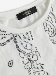 Weekend MaxMara White Genio Jersey Mix Bandana Embroidered T-Shirt - Image 9 of 11
