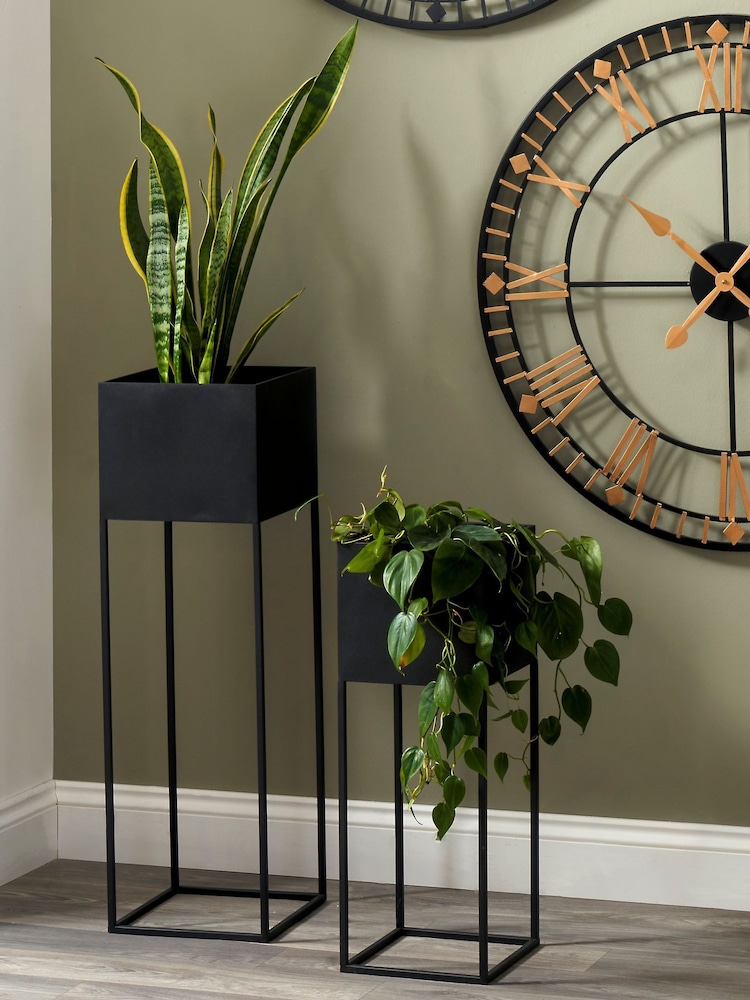 Pacific Lifestyle Black Metal Planter - Image 1 of 5