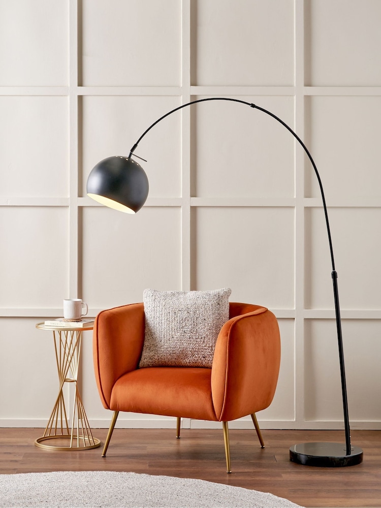 Pacific Black Metal and Marble Floor Light - Image 1 of 5 Pacific Black Metal and Marble Floor Light - Image 1 of 5