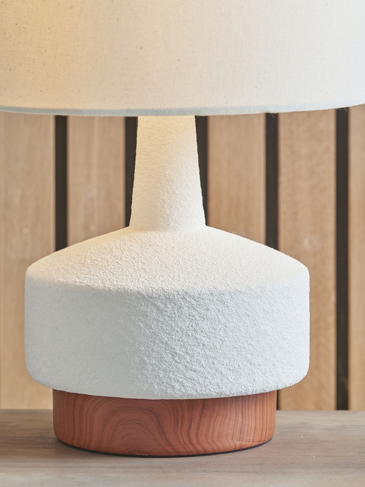Pacific White Wood Effect Textured Ceramic Table - Image 2 of 6