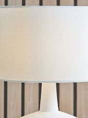 Pacific White Wood Effect Textured Ceramic Table - Image 3 of 6