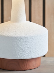 Pacific White Wood Effect Textured Ceramic Table - Image 4 of 6