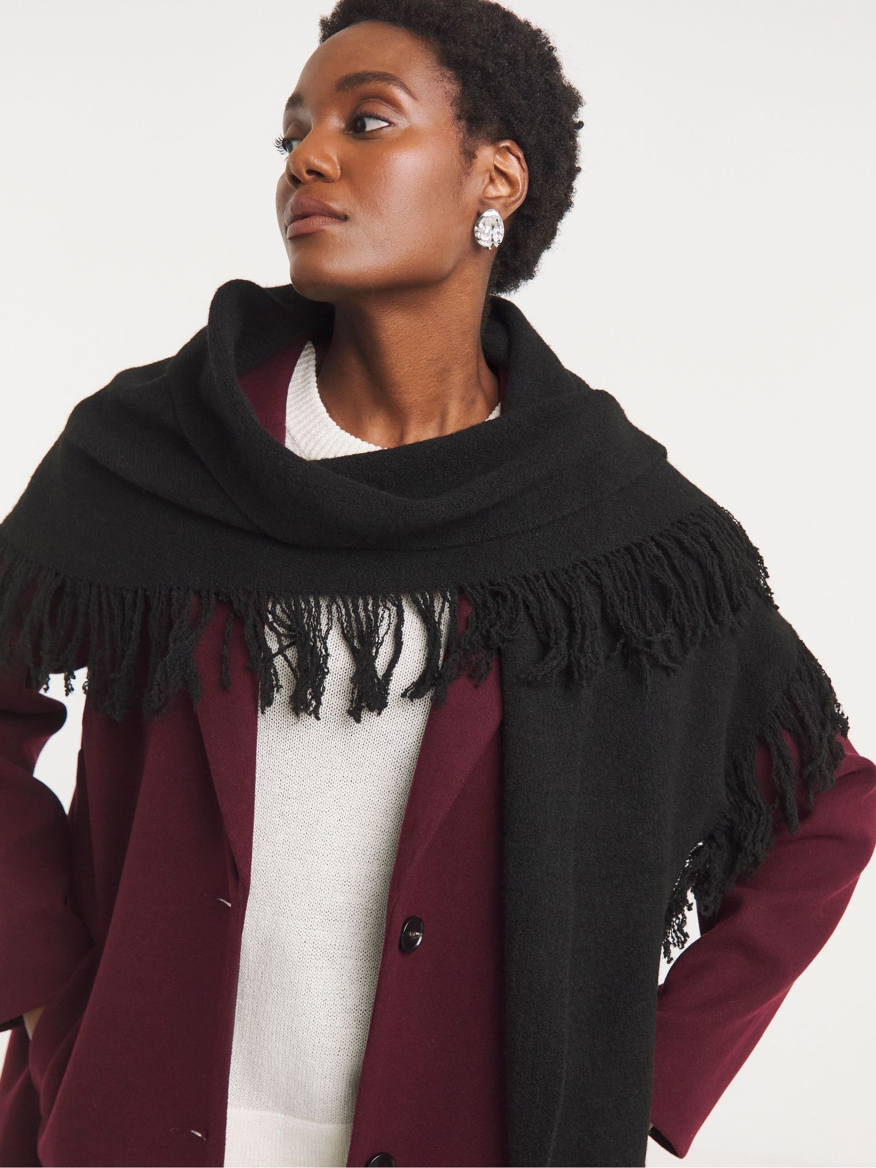 Buy Simply Be Black Fringe Detail Wrap Scarf from the Next UK