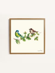 Laura Ashley Blue Sparrow & Blue Tit Bird 53 x 53 cm Wood Frame - Image 2 of 4