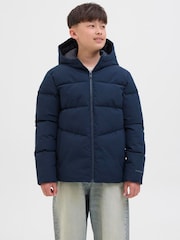JACK & JONES JUNIOR Blue Hooded Puffer Jacket - Image 1 of 6