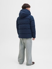 JACK & JONES JUNIOR Blue Hooded Puffer Jacket - Image 2 of 6