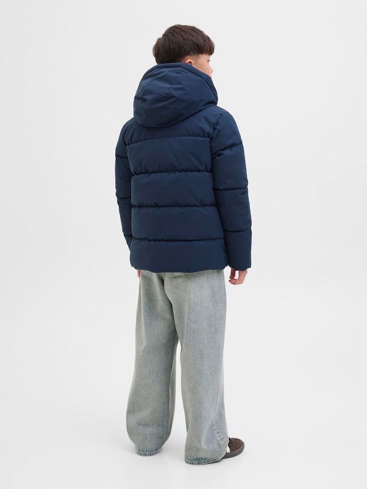 JACK & JONES JUNIOR Blue Hooded Puffer Jacket - Image 2 of 6