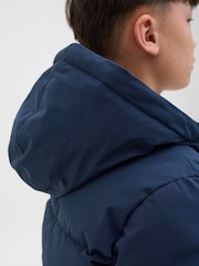 JACK & JONES JUNIOR Blue Hooded Puffer Jacket - Image 4 of 6