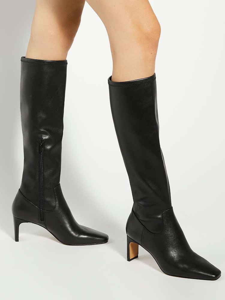 Dune London Black Stellan Sock High Leg Boots - Image 1 of 6 Dune London Black Stellan Sock High Leg Boots - Image 1 of 6