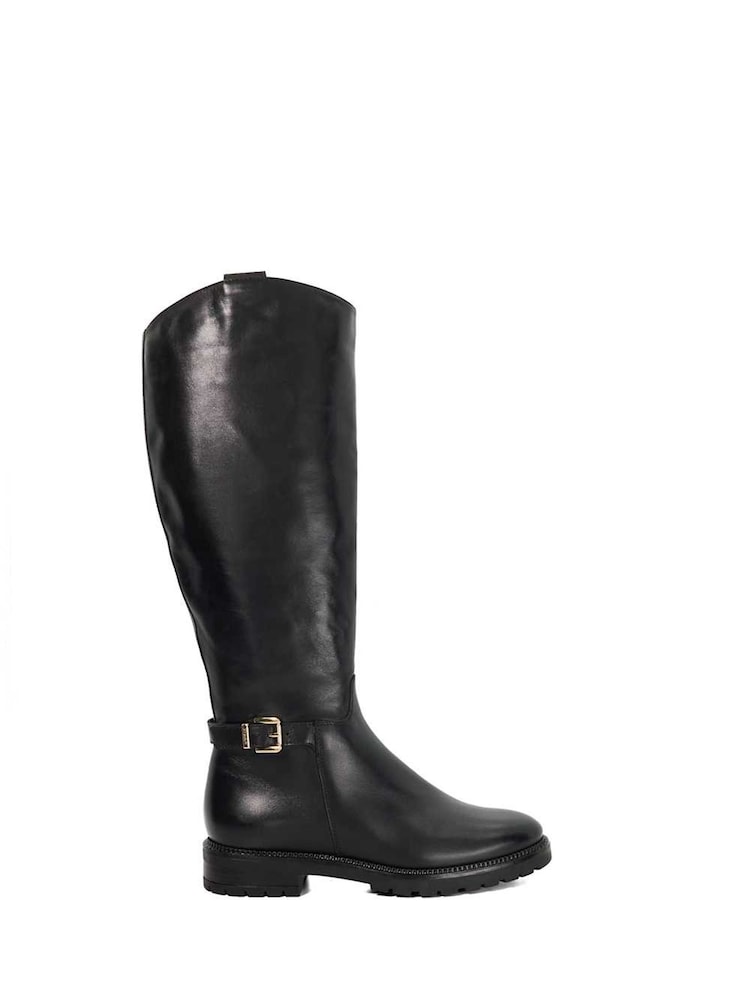 Dune London Black Tabbey Cleated Chelsea Knee Boots - Image 2 of 6 Dune London Black Tabbey Cleated Chelsea Knee Boots - Image 2 of 6