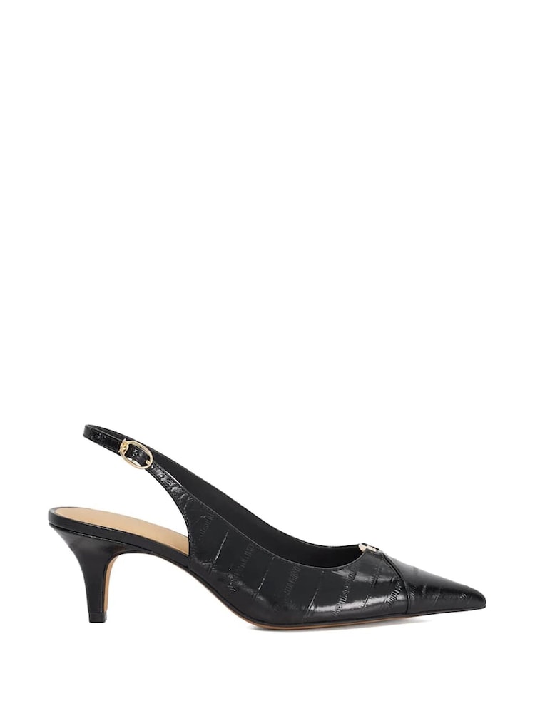 Dune London Black Distinctive Brand Plated Slingback Shoes - Image 2 of 6