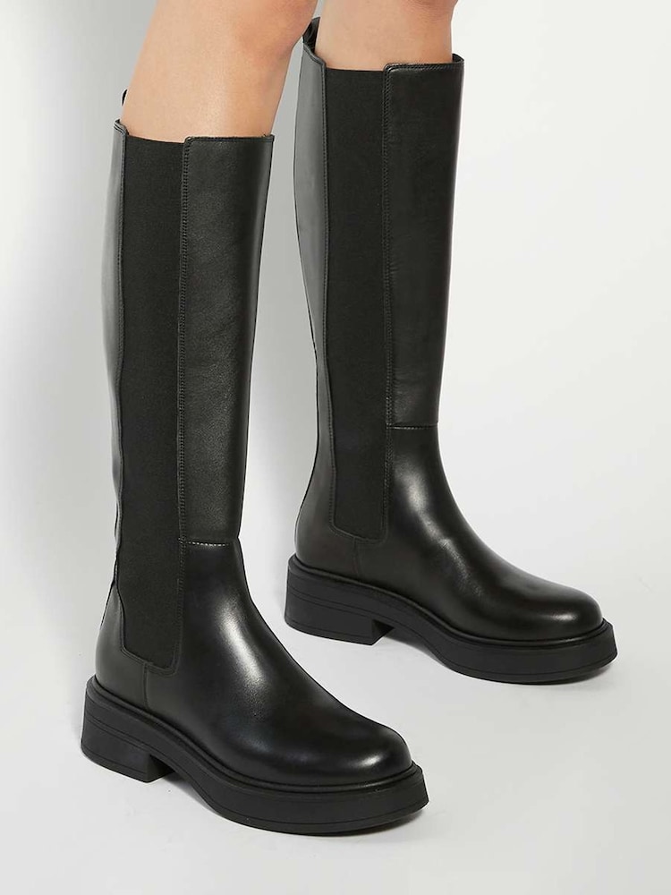 Dune London Black Temmings Chunky Chelsea High Leg Boots - Image 1 of 6 Dune London Black Temmings Chunky Chelsea High Leg Boots - Image 1 of 6