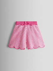 ורוד - JoJo Maman Bébé Chevron Crochet Top & Short Set - תמונה 4 מתוך 6
