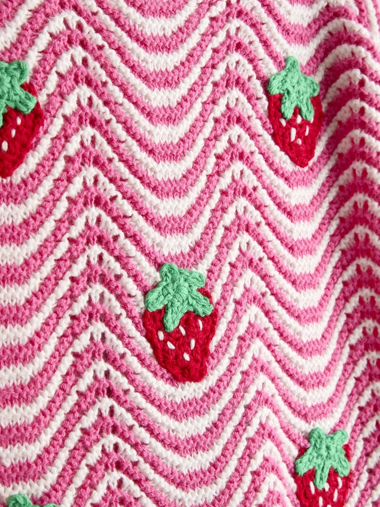 ורוד - JoJo Maman Bébé Chevron Crochet Top & Short Set - תמונה 6 מתוך 6