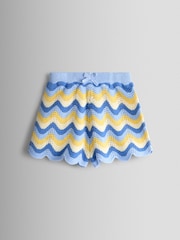 JoJo Maman Bébé Blue Chevron Crochet Top & Short Set - Image 4 of 6