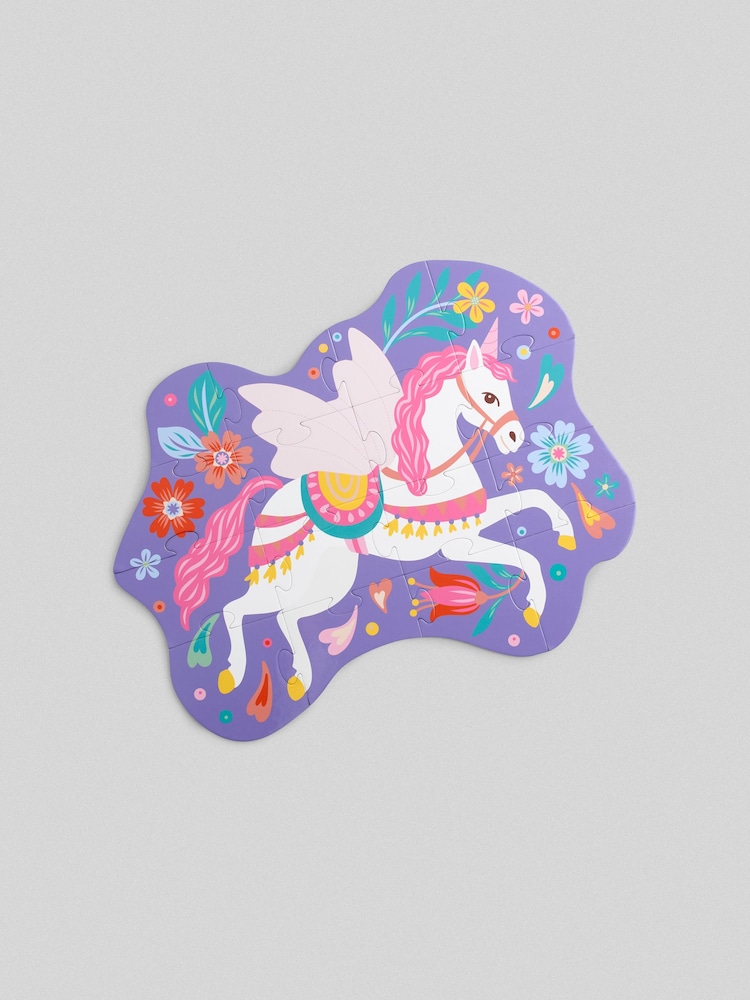 JoJo Maman Bébé Pink Set of 2 Unicorn Shaped Jigsaw Puzzle - Image 2 of 5 JoJo Maman Bébé Pink Set of 2 Unicorn Shaped Jigsaw Puzzle - Image 2 of 5