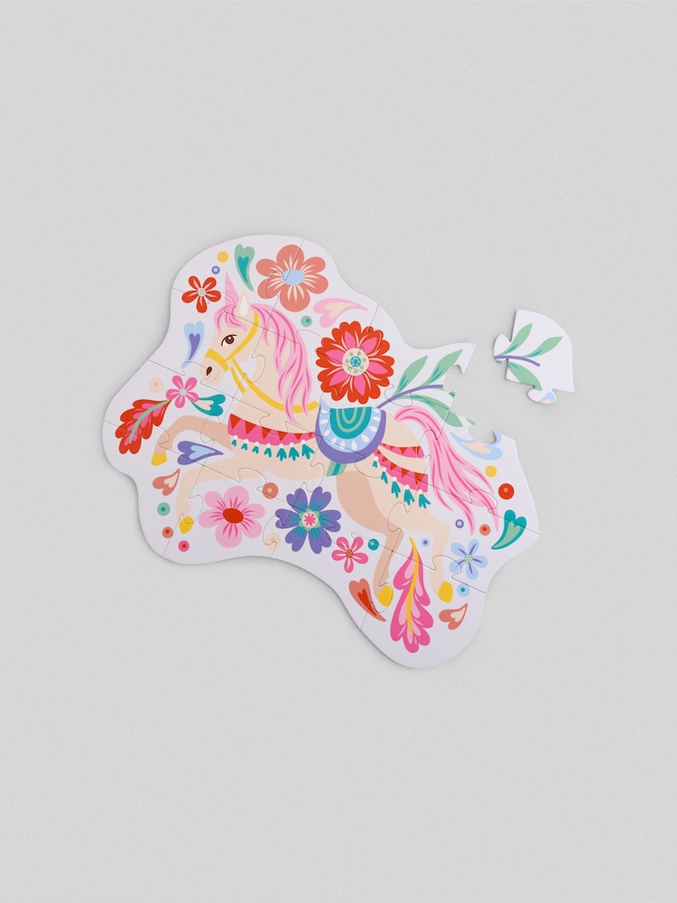 JoJo Maman Bébé Pink Set of 2 Unicorn Shaped Jigsaw Puzzle - Image 5 of 5 JoJo Maman Bébé Pink Set of 2 Unicorn Shaped Jigsaw Puzzle - Image 5 of 5