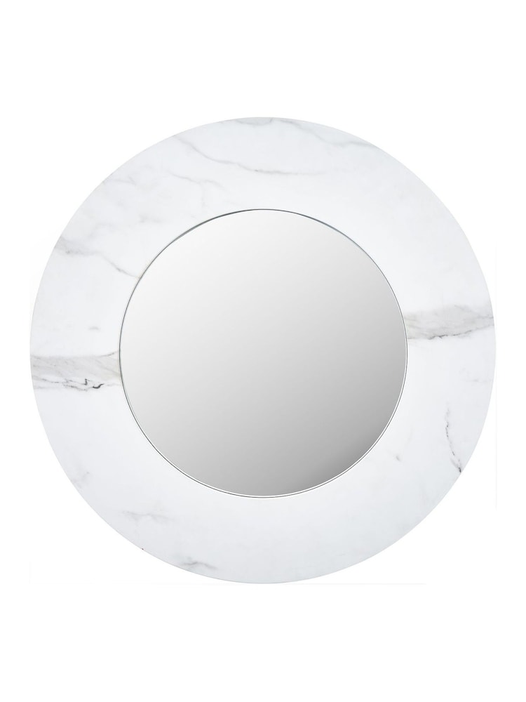 Pacific White Marble Veneer Round Mirror - Image 1 of 6
