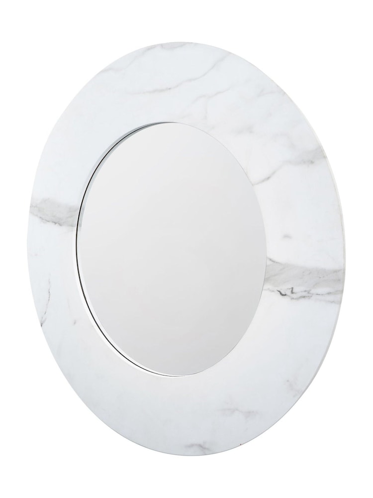 Pacific White Marble Veneer Round Mirror - Image 2 of 6