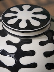 Pacific Black Elkorn Ceramic Coral Design Lidded Ginger Jar - Image 2 of 6