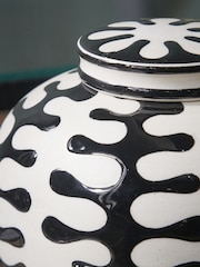 Pacific Black Elkorn Ceramic Coral Design Lidded Ginger Jar - Image 4 of 6