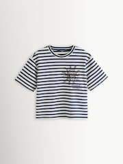 Weekend MaxMara Blue Sabato Striped Boxy Fit T-Shirt - Image 1 of 6