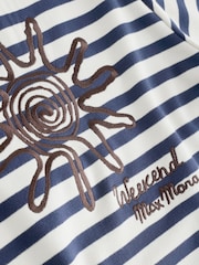 Weekend MaxMara Blue Sabato Striped Boxy Fit T-Shirt - Image 4 of 6