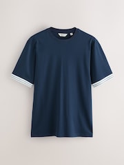 Navy N.Premium Smart Contrast Cuff Regular Fit T-Shirt - Image 5 of 7