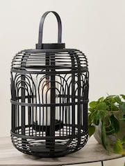 Pacific Black Wooden And Glass Lantern Candle Holder - Image 2 of 6