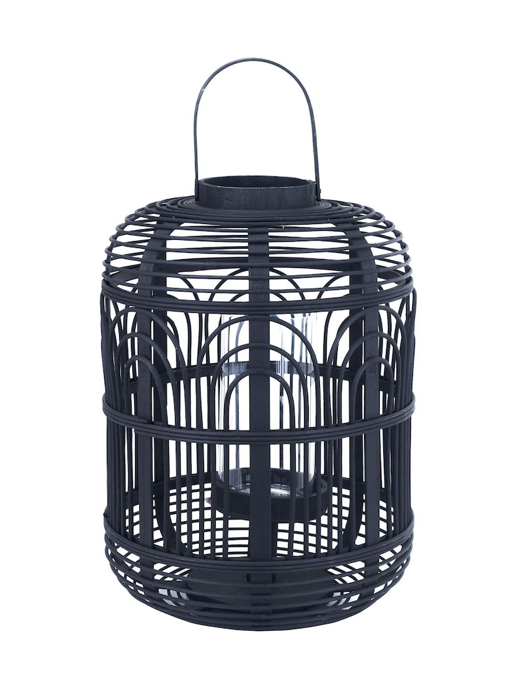 Pacific Black Wooden And Glass Lantern Candle Holder - Image 6 of 6