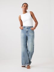 Mint Velvet Blue High Rise Wide Jeans - Image 1 of 8