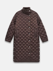 Mint Velvet Brown Quilted Funnel Neck Coat - Image 7 of 8