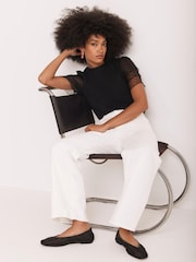 Mint Velvet Black Cotton Tulle Sleeve T-Shirt - Image 5 of 8