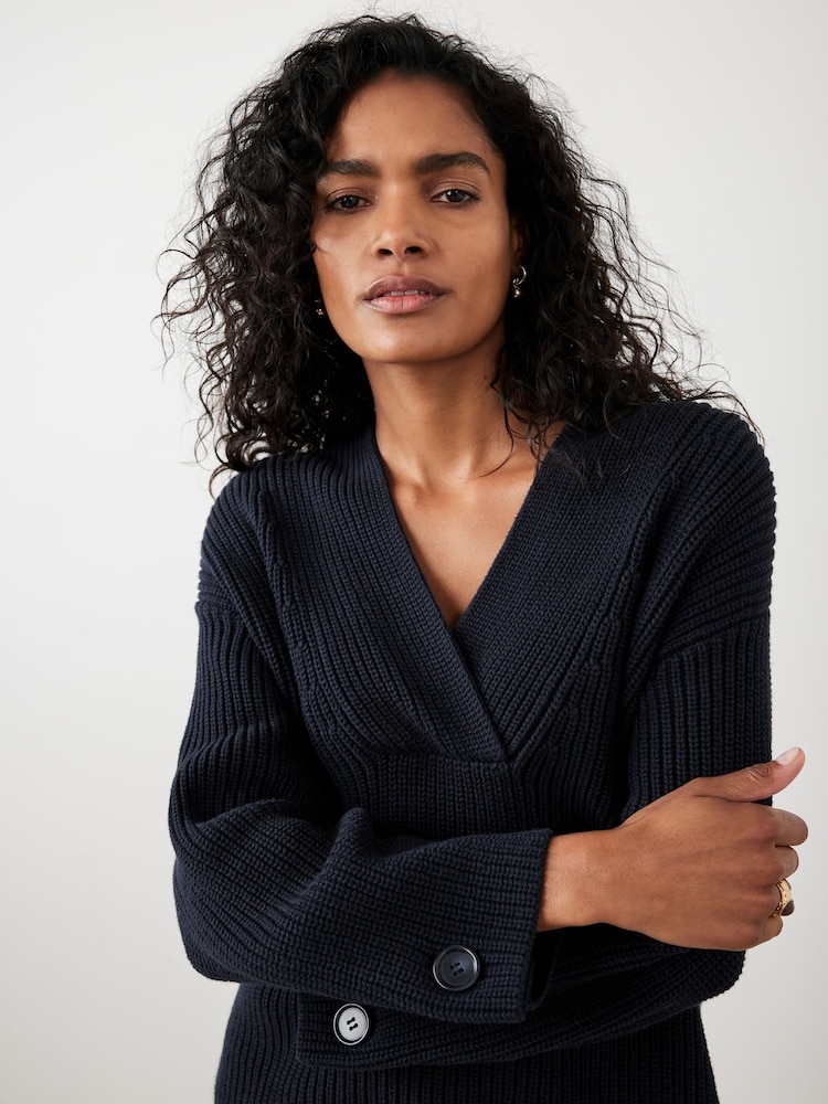 Mint Velvet Blue Cotton Blend Chunky Knit Jumper - Image 2 of 8