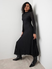 Mint Velvet Black Lace Asymmetric Midi - Image 2 of 8